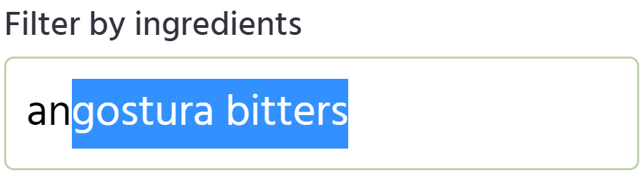 Screenshot of search input version 1